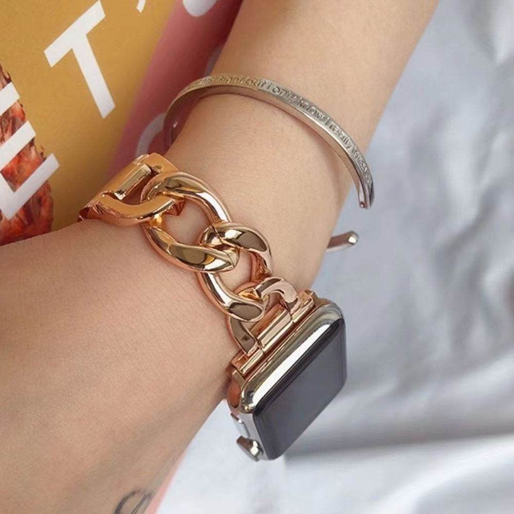 SCGK Xiaoxiangfeng strap for Huawei Apple SE watch band metal chain strap 45mm.