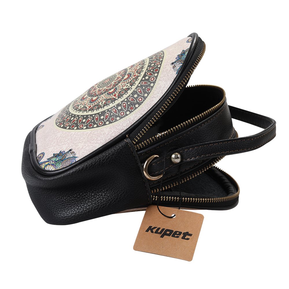 kupet Handbag cell phone bag retro style double layer zipper paragraph bag