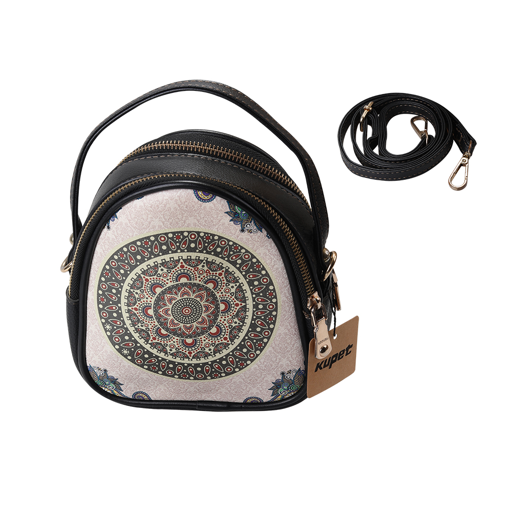 kupet Handbag cell phone bag retro style double layer zipper paragraph bag