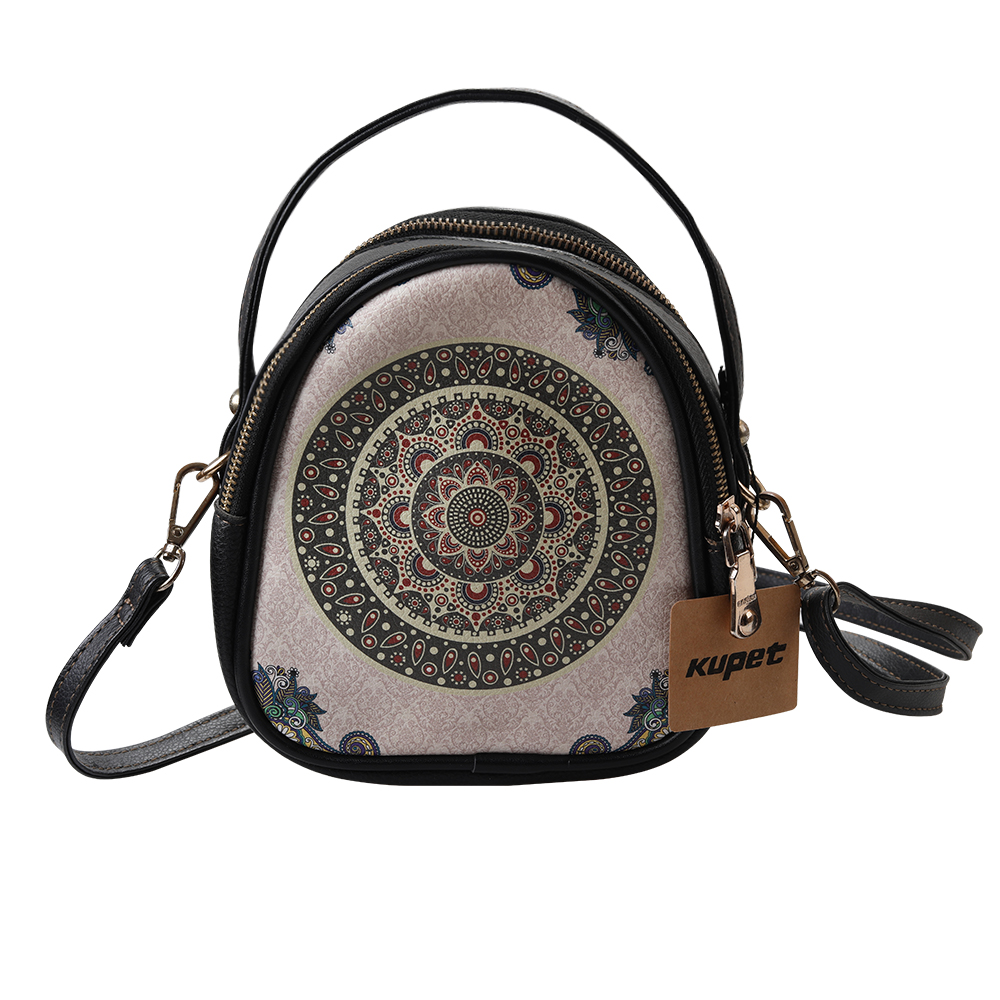 kupet Handbag cell phone bag retro style double layer zipper paragraph bag