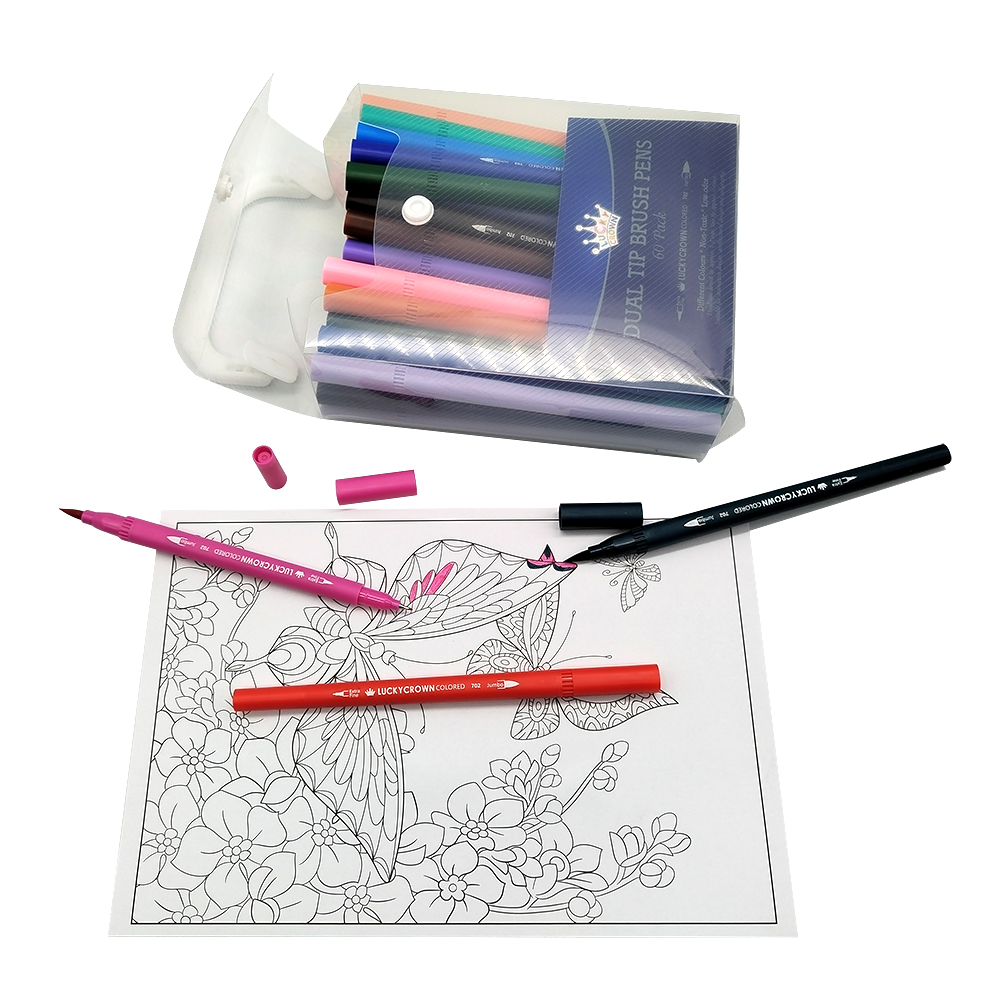 LUCKY CROWN 60 Color Dual-Tip Drawing Pen Set,Kids Adults Artist Watercolor Pens for drawing,writing, marking, bullet journaling, hand-drawn cards, DIY.