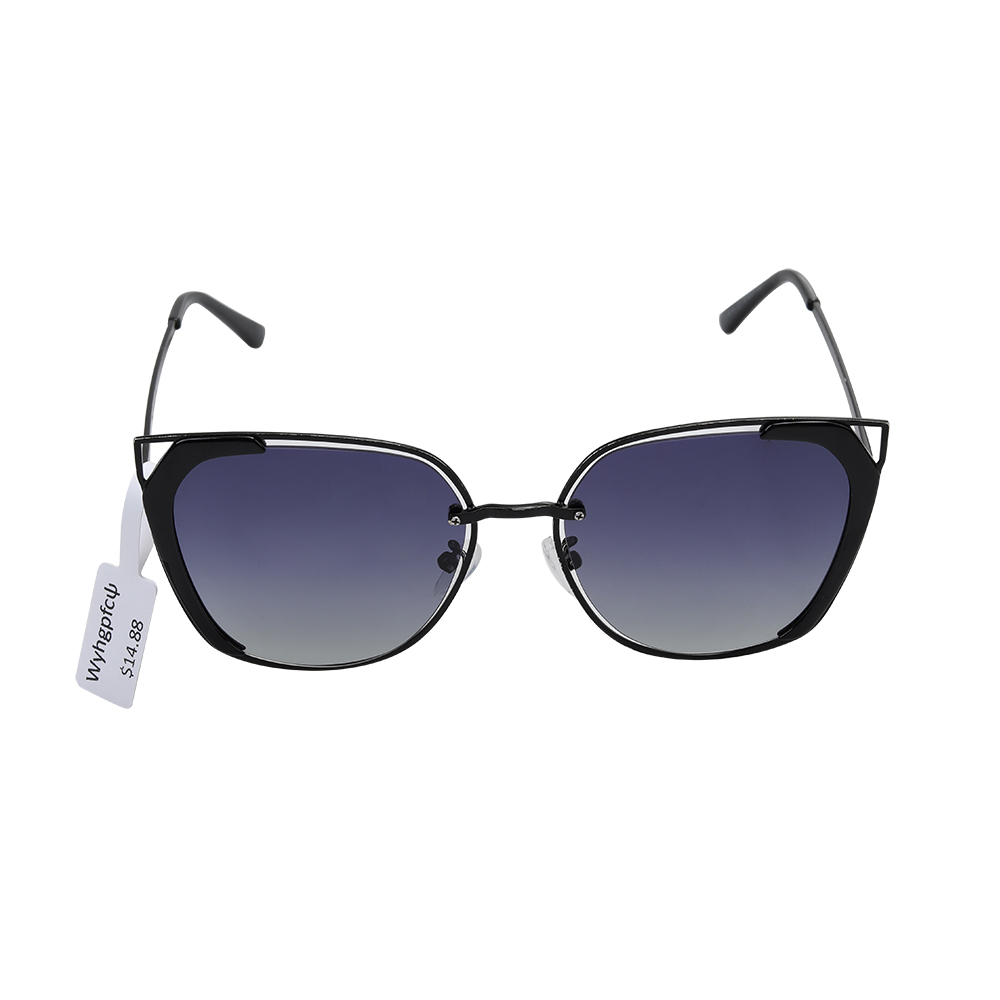 Women's Ultra-Light Metal Frame Cat-Ear Sunglasses (Black)