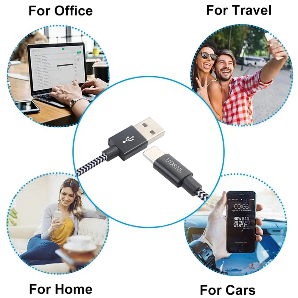 JJDSNL Nylon-Braided Type-C USB Cable Charger Data Cable for Hua Wei,Samsung, One Plus, LG, Xiaomi etc.