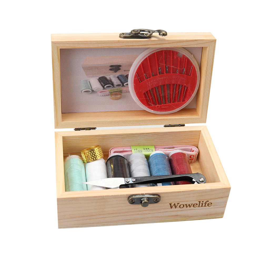 Wowelife Darning thread, Wooden Sewing Kit Box for Beginner, Women, Men.