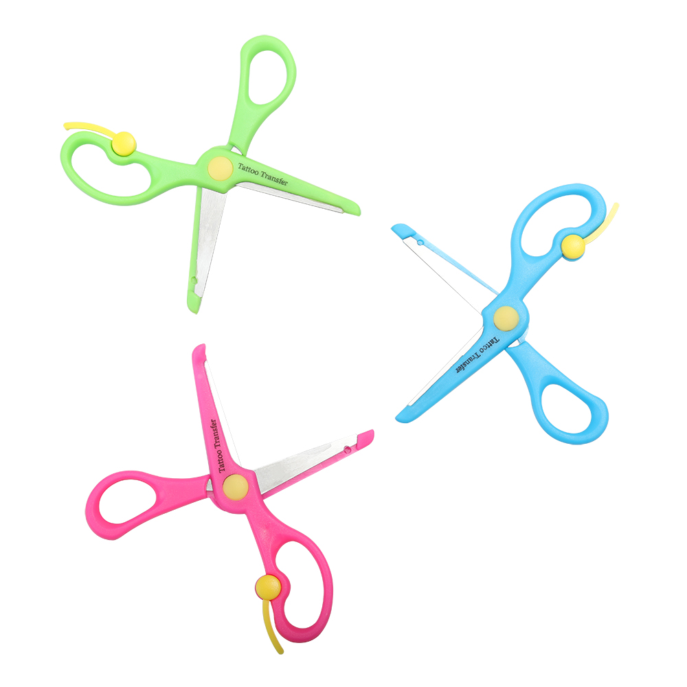 Tattoo Transfer 3 Pcs Children Scissors, Safety Scissors for Crafts,Scrapbooking,DIY Photo Art Project.