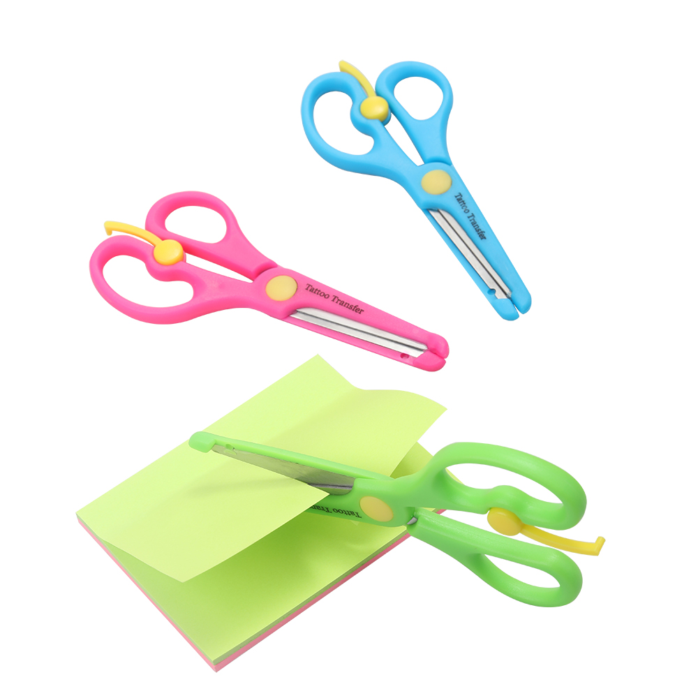 Tattoo Transfer 3 Pcs Children Scissors, Safety Scissors for Crafts,Scrapbooking,DIY Photo Art Project.