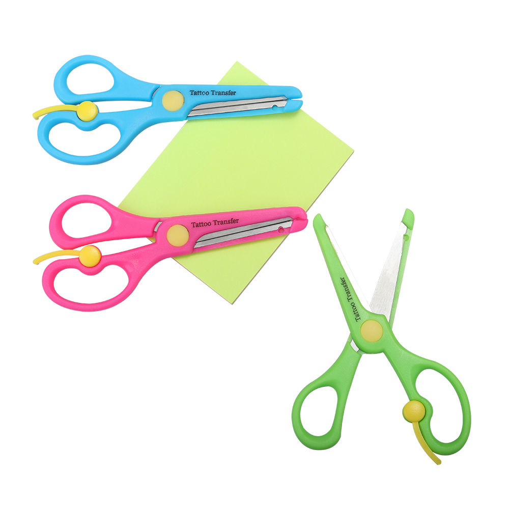 Tattoo Transfer 3 Pcs Children Scissors, Safety Scissors for Crafts,Scrapbooking,DIY Photo Art Project.