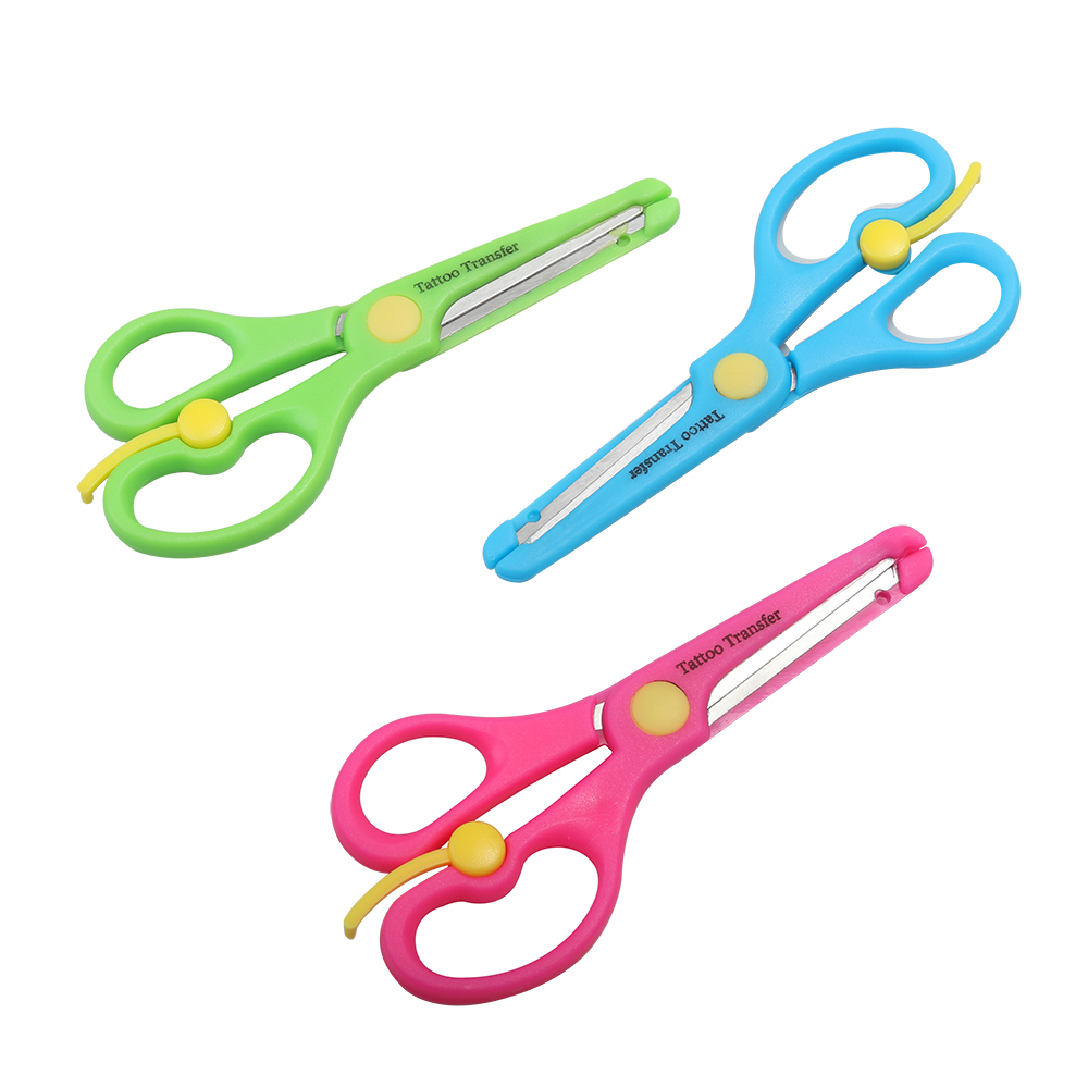 Tattoo Transfer 3 Pcs Children Scissors, Safety Scissors for Crafts,Scrapbooking,DIY Photo Art Project.