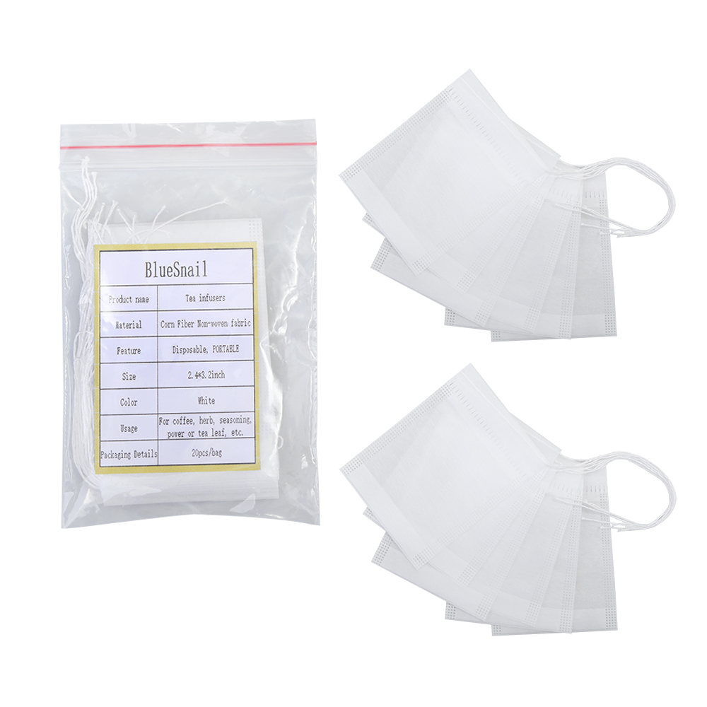 BlueSnail Disposable Tea infusers, 6x8cm Food-Grade Safe Tea Soaker with Drawstring.