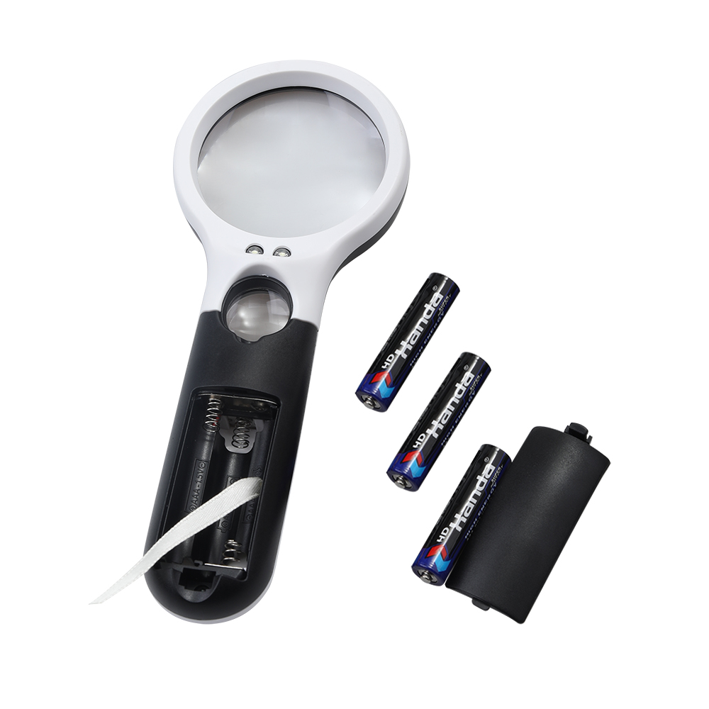 ASHOW high-definition magnifying lens, Portable hand-held magnifying glass with LED lighting, 45x magnifying glass, high-definition reading for children and the elderly.