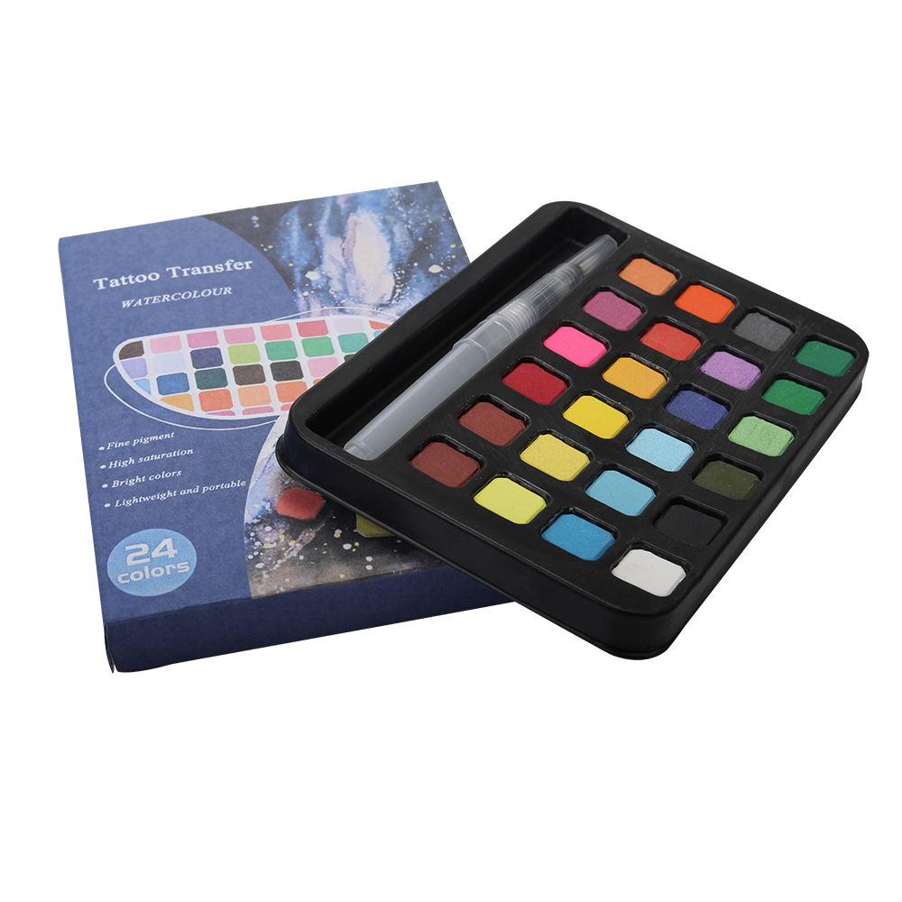 Tattoo Transfer Full set of watercolor pigments 24 color children's washable non-toxic gouache watercolor pigments for painting