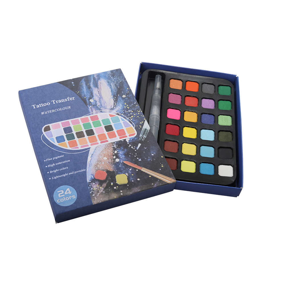 Tattoo Transfer Full set of watercolor pigments 24 color children's washable non-toxic gouache watercolor pigments for painting