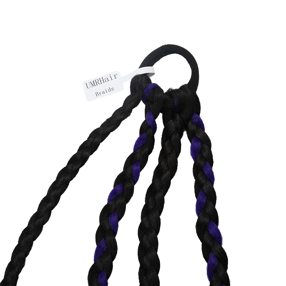 UMRHair Braid wig braid high ponytail four braid Fried Dough Twists braid purple