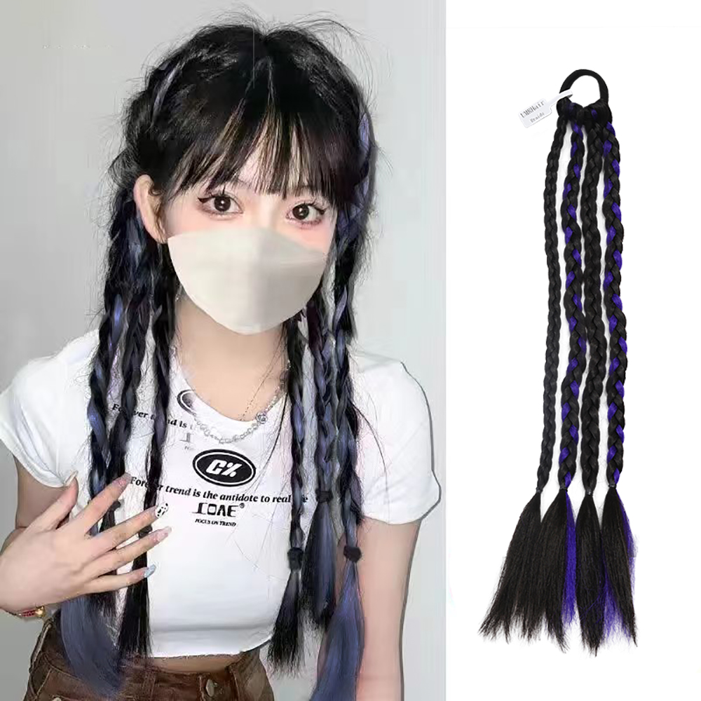 UMRHair Braid wig braid high ponytail four braid Fried Dough Twists braid purple