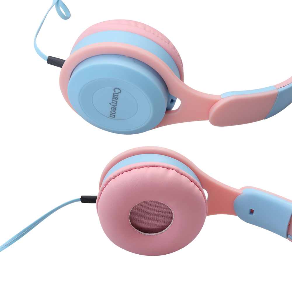 Cuanyeon Adult & Kids Wired Headphones with Microphone, Foldable Adjustable Stereo Headphones for Computer & Laptop.