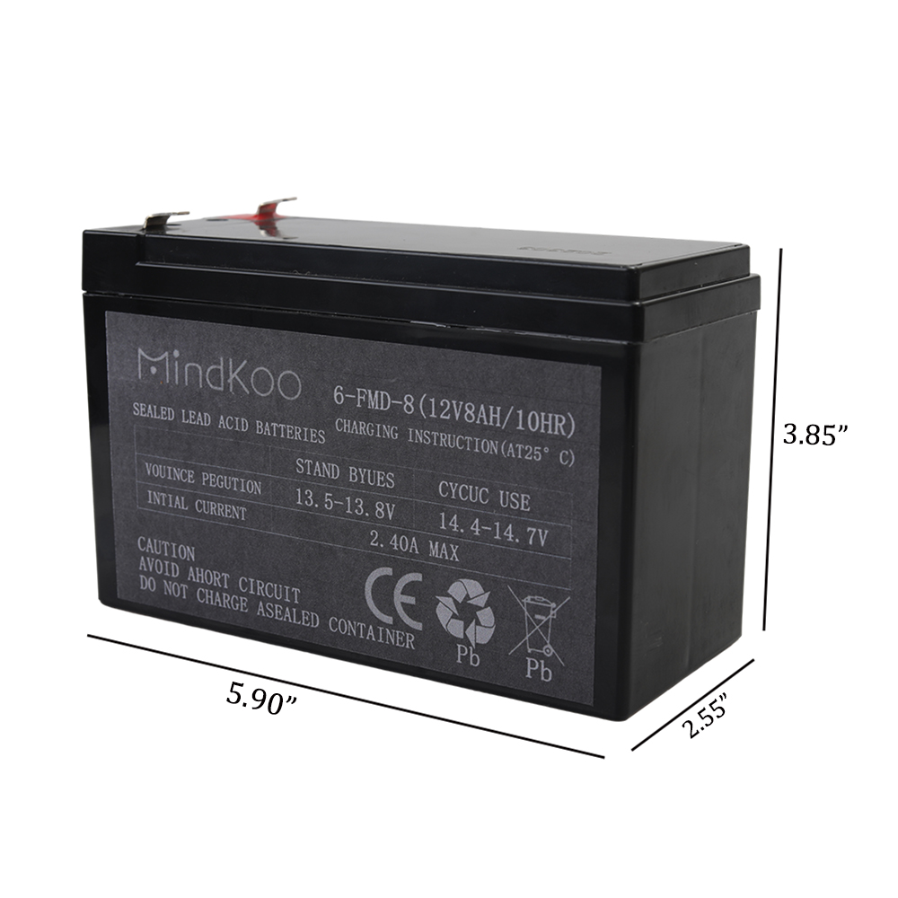 MINDKOO 12v8ah Batteries, Sealed Lead Acid Batteries for Electric Scooter, Home Alarm System, Kids Ride on Car etc.