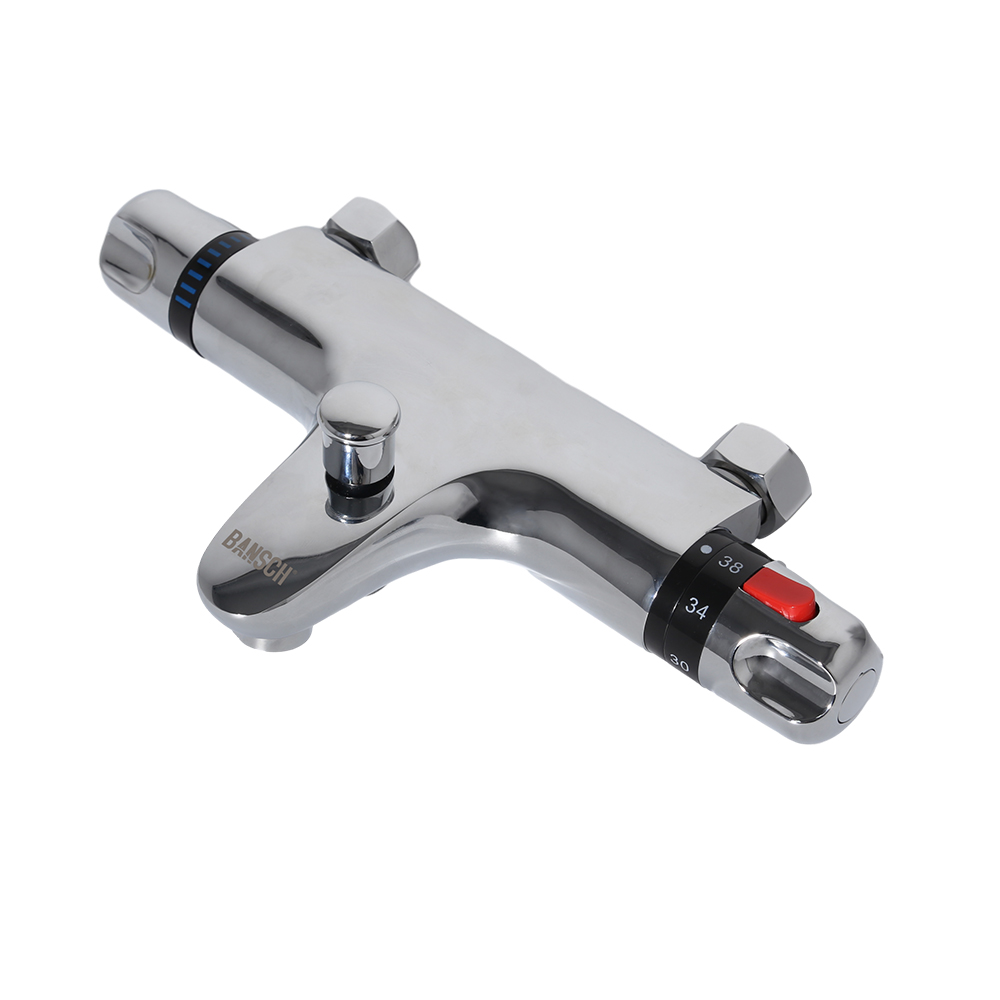 BANSCH Shower Faucet, Solid Brass Wall Mounted Water Taps Dual Handle Shower Faucets Thermostatic Bathtub Mixer taps