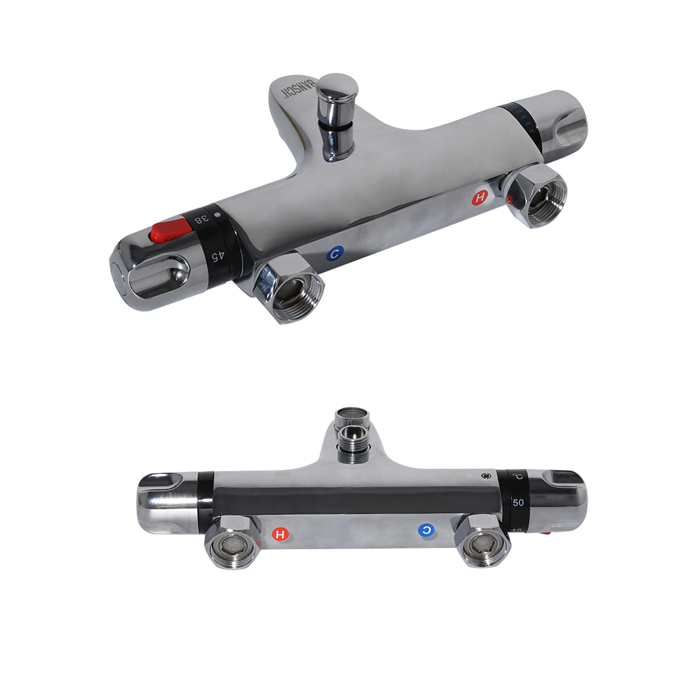 BANSCH Shower Faucet, Solid Brass Wall Mounted Water Taps Dual Handle Shower Faucets Thermostatic Bathtub Mixer taps