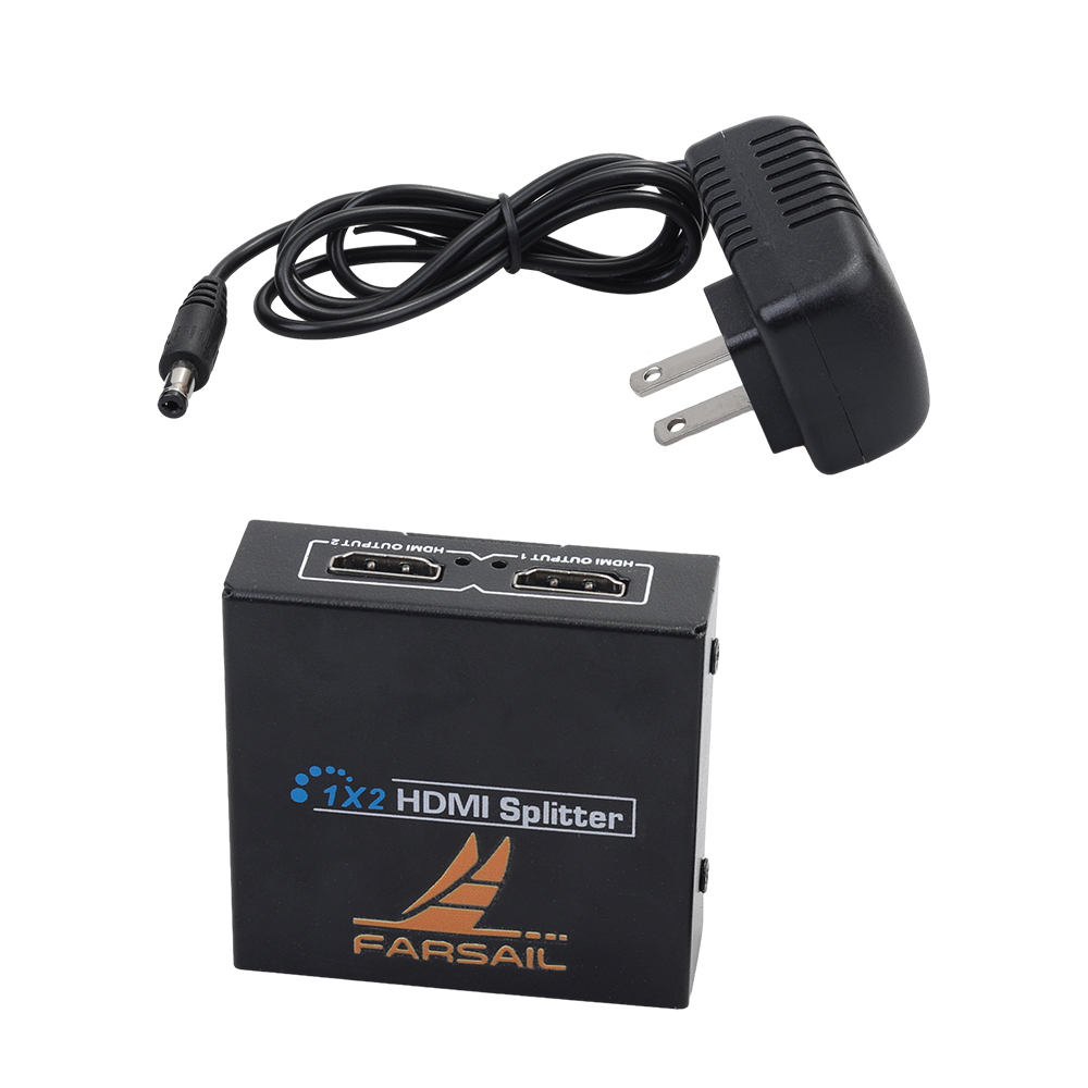 FARSAIL Signal Splitter,HDMI Signal Splitter 1 in 2 Out, 4K 3D 1080P HDMI Splitter 1x2 for MacBook, Xbox, PS3/4,DVD,Etc