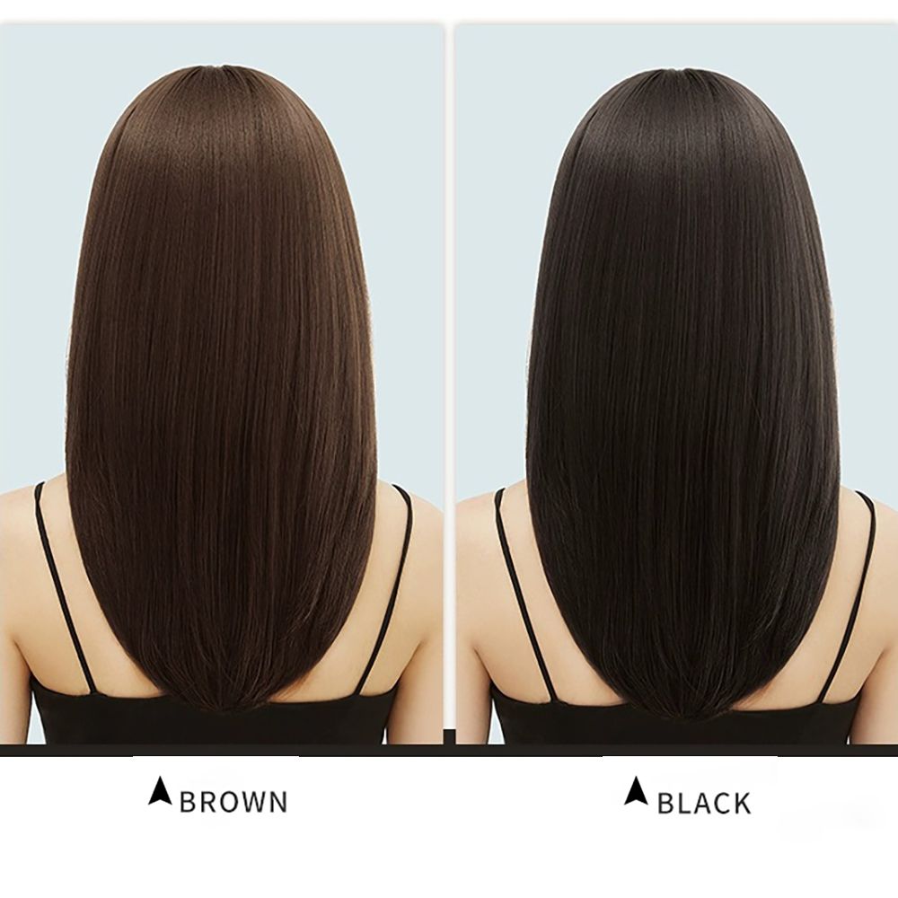 ENOYA Long Straight Wigs, Fluffy Natural Looking Wigs With Fringe Synthetic Hair Wig for Women and Girl.