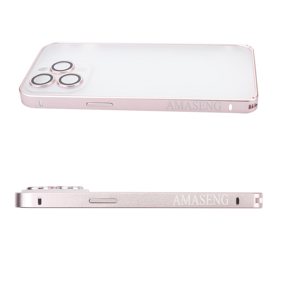 AMASENG Smart phone case with metal border, transparent phone case, anti drop and wear-resistant phone case