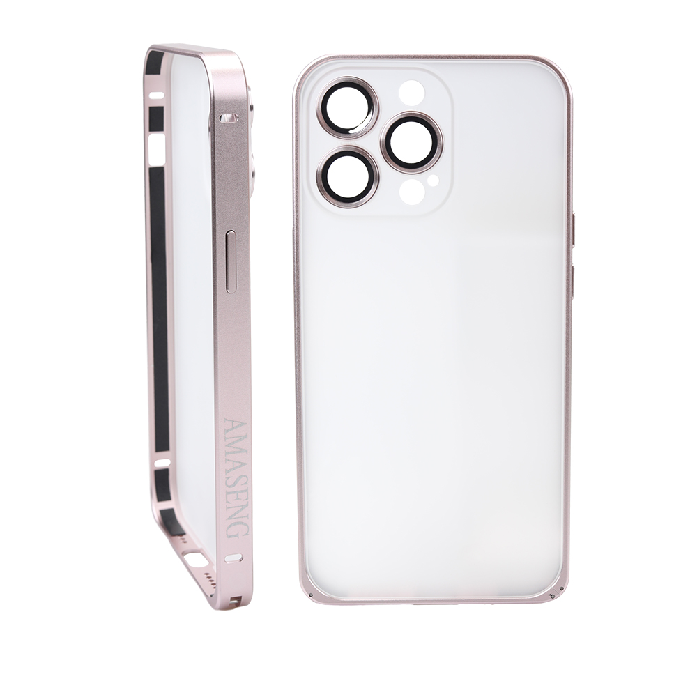 AMASENG Smart phone case with metal border, transparent phone case, anti drop and wear-resistant phone case