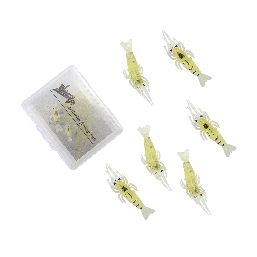 Likiq Artificial fishing bait, 10PCS/BOX Simulation Soft Lures Luminous Shrimp Soft Praw Fishing Lures.