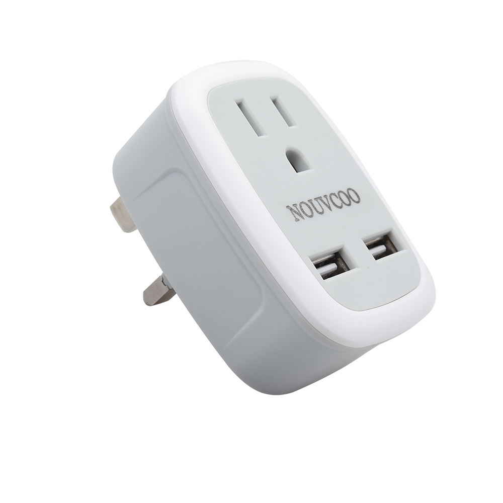 NOUVCOO Electrical plugs and sockets，Wall Charger Plug Outlet with 2 USB, US to UK Ireland Plug Adapter for Office, Home,Travel.