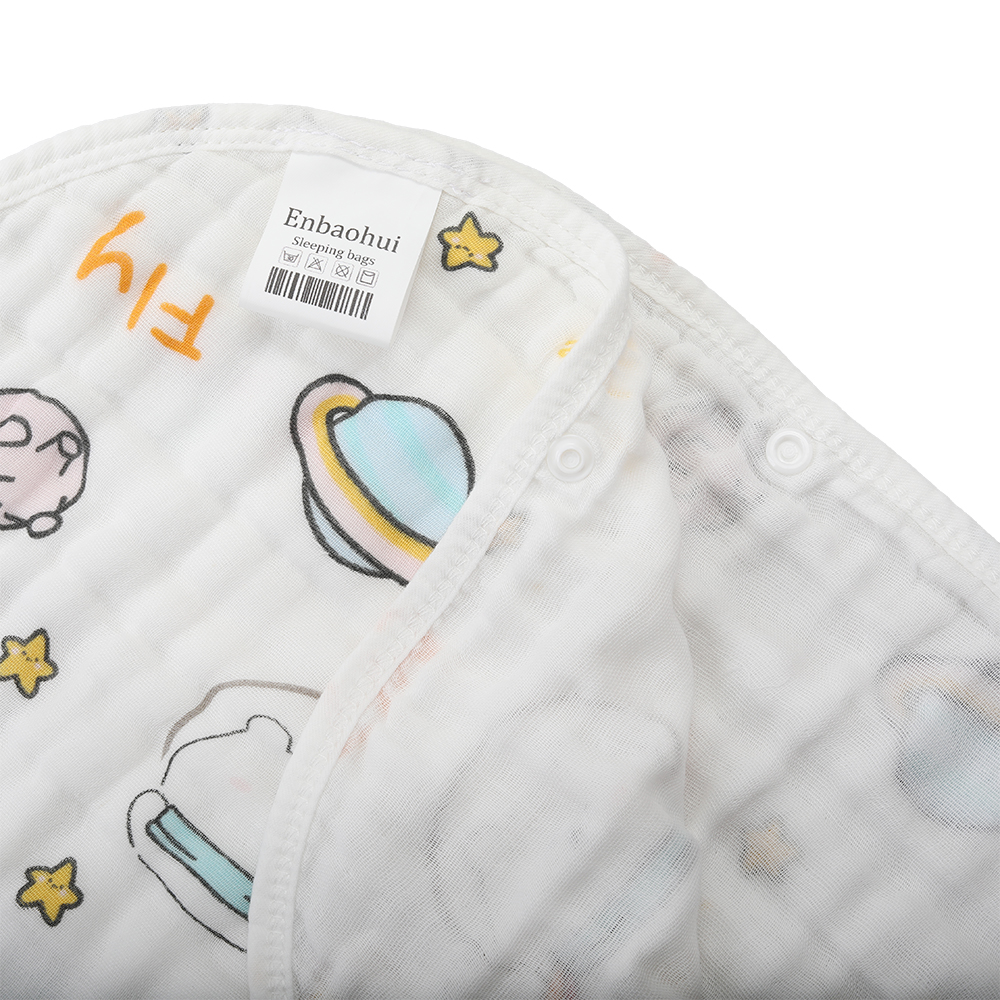 Enbaohui Sleeping bag, baby sleeping bag, summer thin plush pure cotton gauze baby kick resistant sleeping bag.