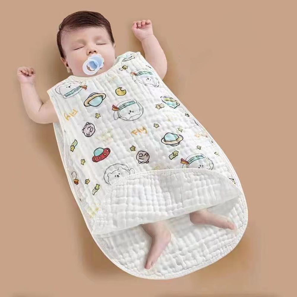 Enbaohui Sleeping bag, baby sleeping bag, summer thin plush pure cotton gauze baby kick resistant sleeping bag.