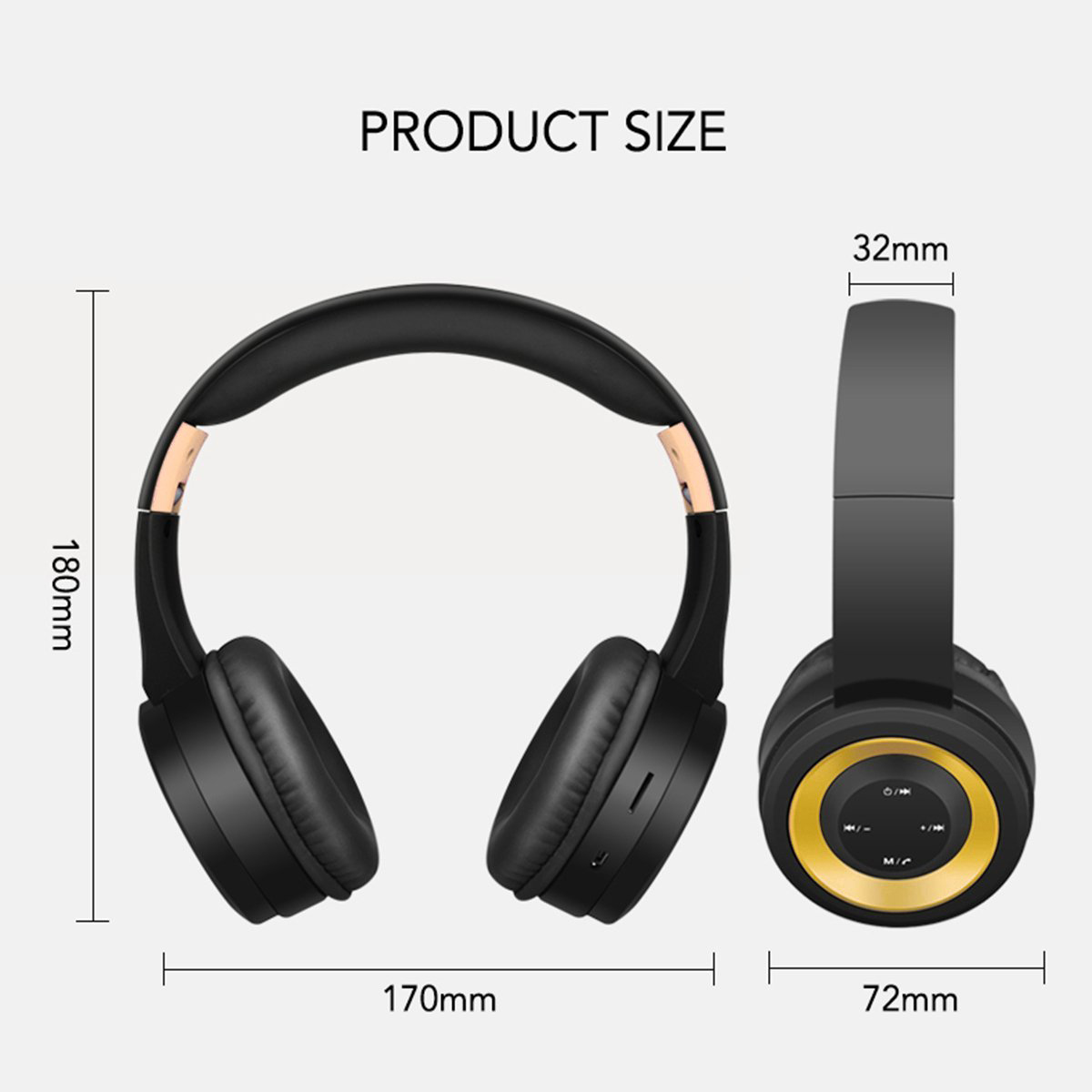 Foldable Bluetooth Headphones Over Ear Wireless Bluetooth Headset with Mic,TF Card Mode & Wired Mode