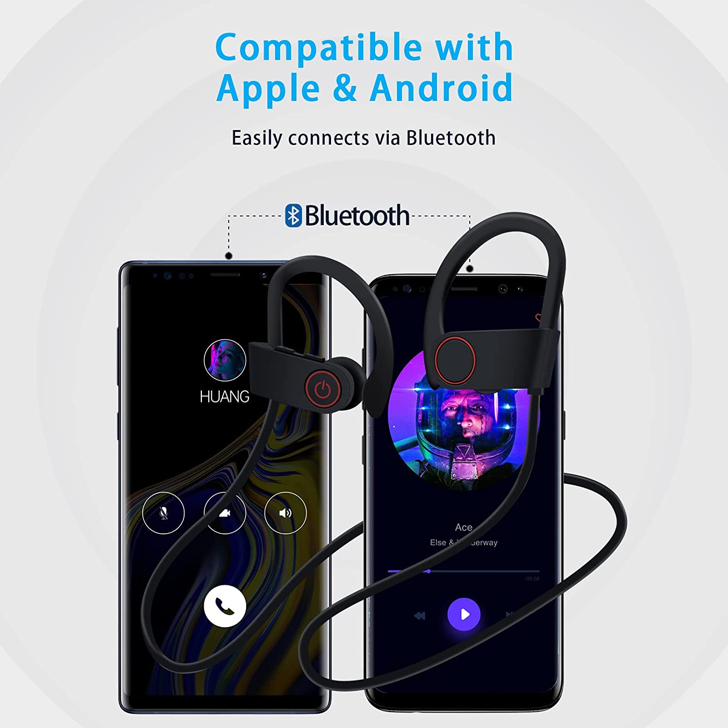 Sport Earphones，Bluetooth Headphones 5.0, Wireless Headset,IPX7 Waterproof in-Ear Earphone,Deep Bass + HD CVC6.0 Noise Cancelling Stereo Sweatproof Earbuds with Microphone for Gym Running Home Workout