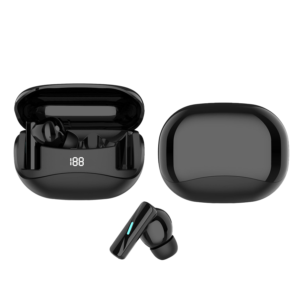 Wireless Bluetooth 5.3 Earphones with Deep Bass Stereo Sound, Noise-Canceling Microphone, LED Display Charging Case, Waterproof In-Ear Headphones for Laptops, Tablets, and Phones, Sports Workout