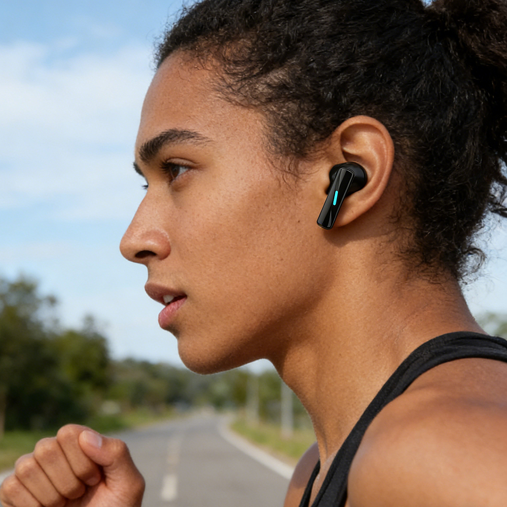 Wireless Bluetooth 5.3 Earphones with Deep Bass Stereo Sound, Noise-Canceling Microphone, LED Display Charging Case, Waterproof In-Ear Headphones for Laptops, Tablets, and Phones, Sports Workout