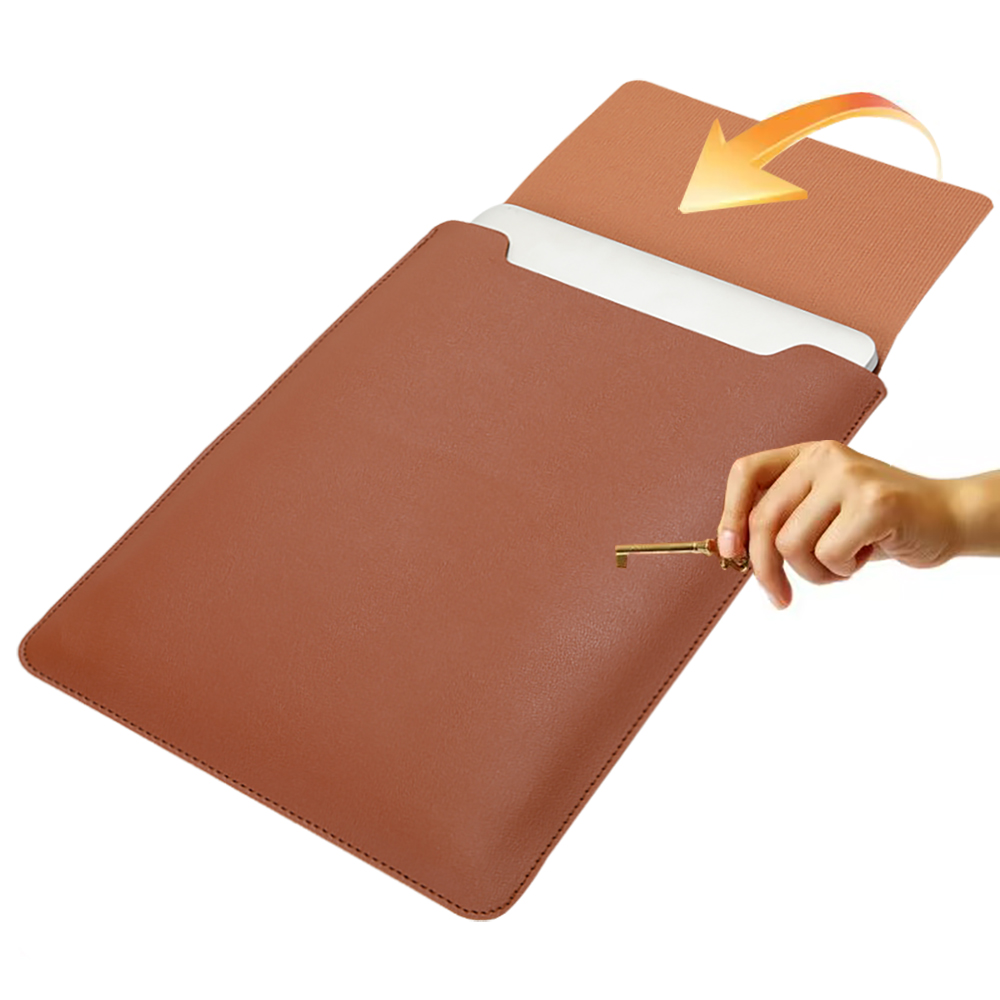 KaisLaker Leather Laptop Sleeve - Shockproof, Scratch Resistant, Lightweight, Portable and Compatible with 13-14 Inch Ultrabook - Brown