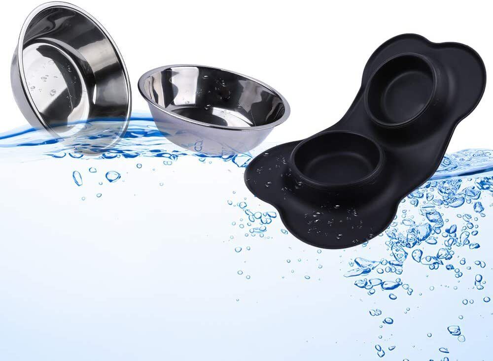 Hotokii Dog Bowl Stainless Steel Anti Gulp Pet Dog Cat Double Feeding Bowls