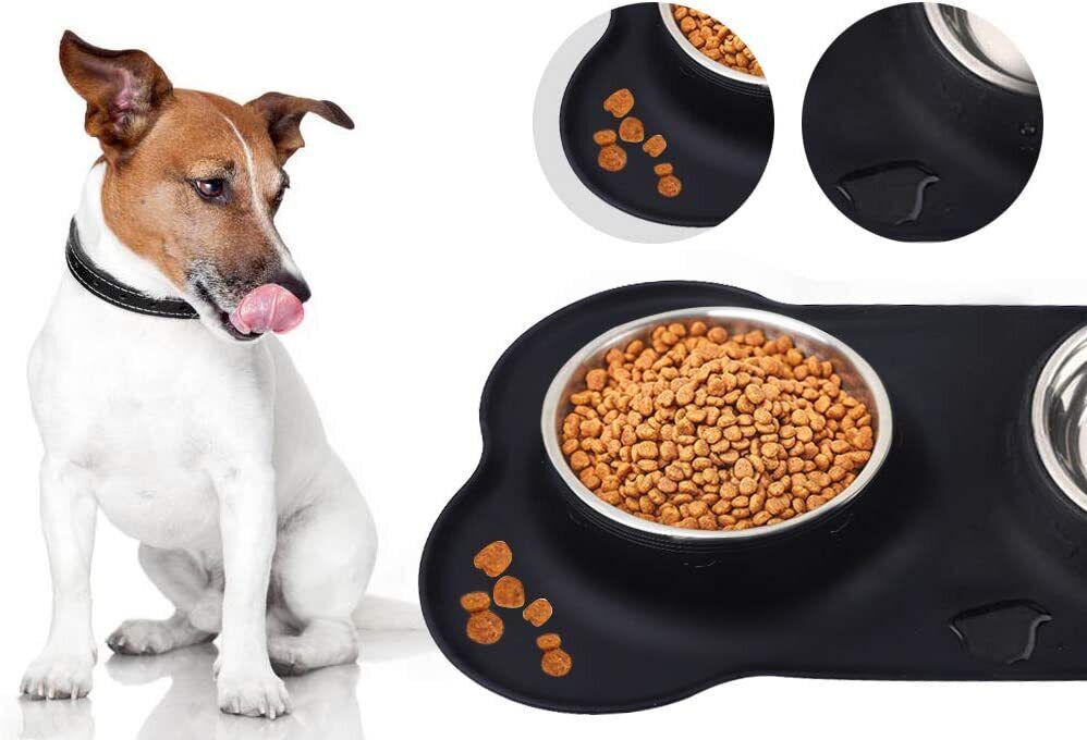 Hotokii Dog Bowl Stainless Steel Anti Gulp Pet Dog Cat Double Feeding Bowls