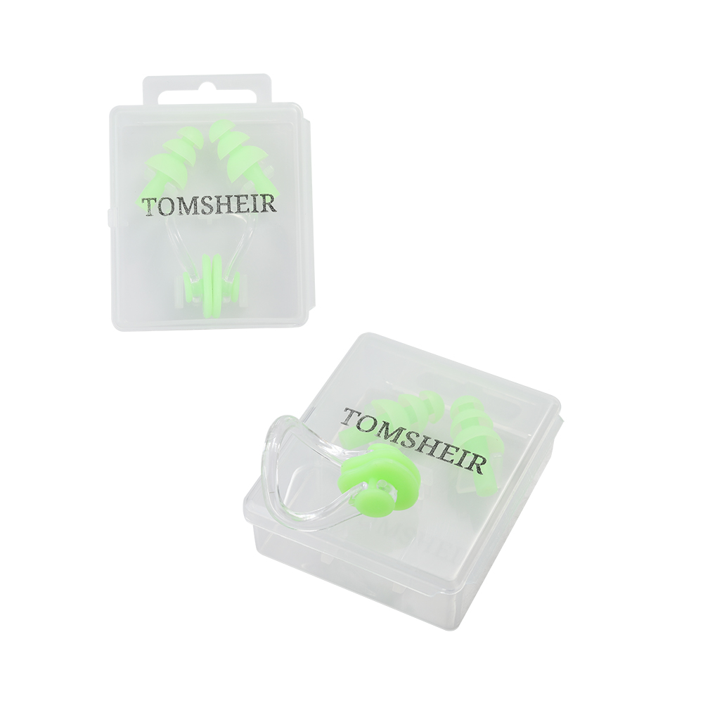 TOMSHEIR Earplugs Nose Clips- Waterproof Soft Comfortable Silicone, Non-Slip, Box Package, Perfect for divers and swimmers. ﻿