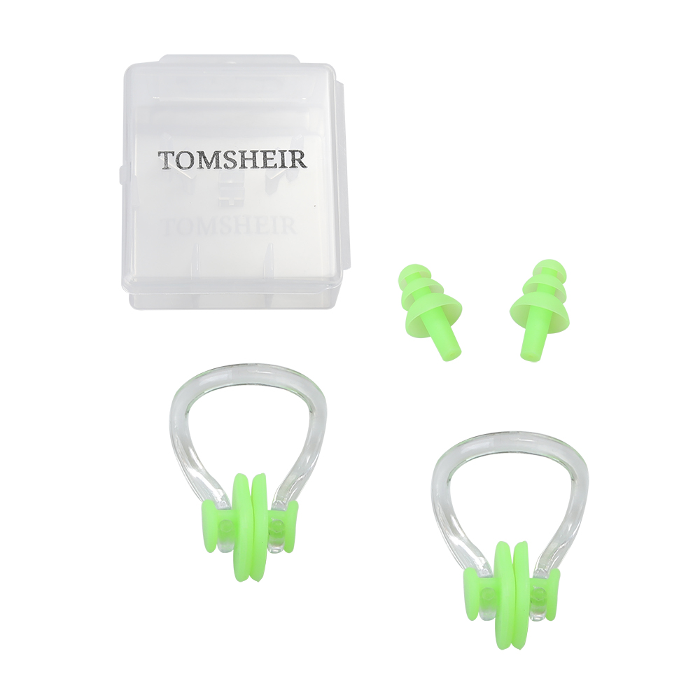 TOMSHEIR Earplugs Nose Clips- Waterproof Soft Comfortable Silicone, Non-Slip, Box Package, Perfect for divers and swimmers. ﻿