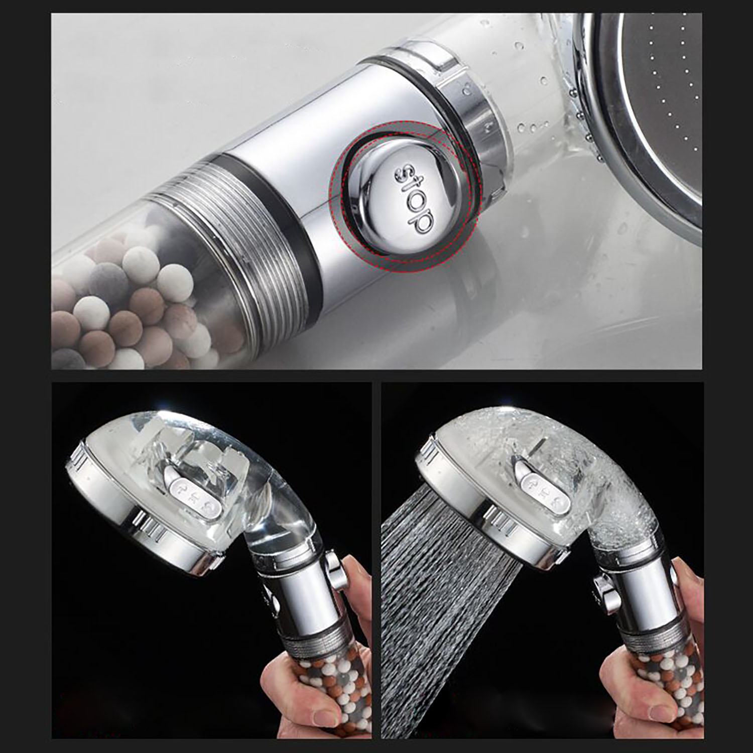 VEHHE Shower heads,High-Pressure Water-Saving Ionic Handheld Filtration Shower Head.