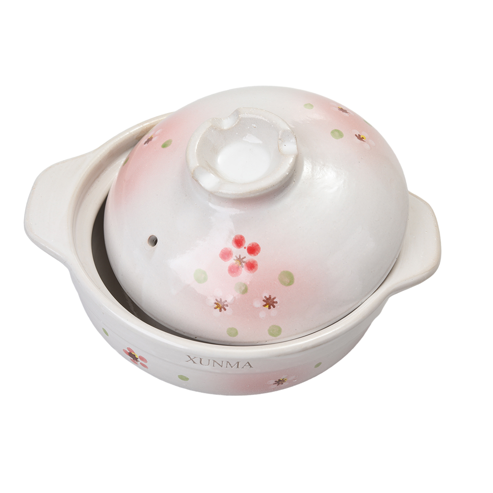 XUNMA Japanese-Style High-Temperature Resistant Small Ceramic Casseroles with Lid, Used for cooking, stewing dishes, and soups (24oz).