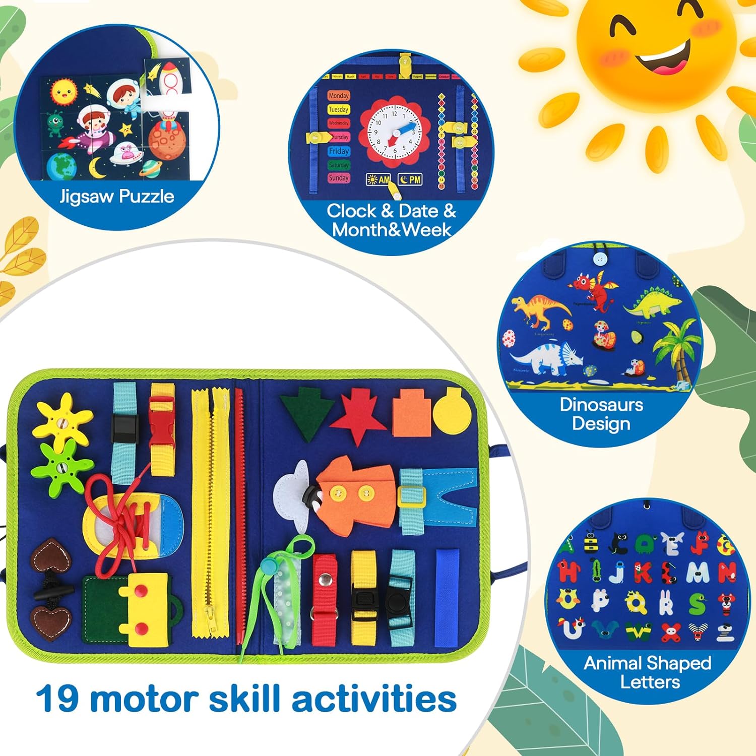 PKQP Busy Board Montessori Toys for 3 4 Year Old Boy Airplane Travel Essentials Kids Learning Toy